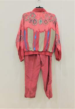 VTG Ixspa 2000 Pink Tie Dye Color Splash Windbreaker Track Jacket & Pants SZ XS alternative image