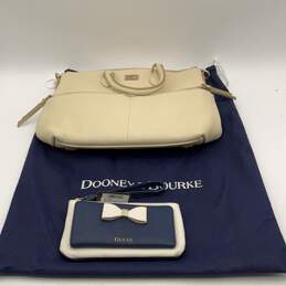Dooney & Bourke And Guess Womens White Satchel Handbag With Blue White Wallet alternative image