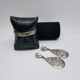 Sterling Silver Assorted Bracelet Earrings Jewelry Bundle 2pcs 16.8g
