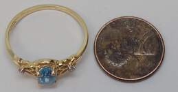 Elegant 14k Yellow Gold Oval Cut Blue Topaz & Diamond Accent Ring 2.1g alternative image