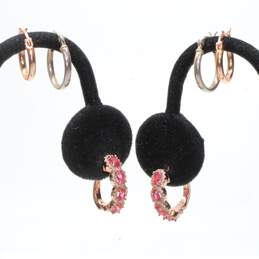 Bundle of 3 Sterling Silver And Rose Gold Toned Hoop Earrings alternative image
