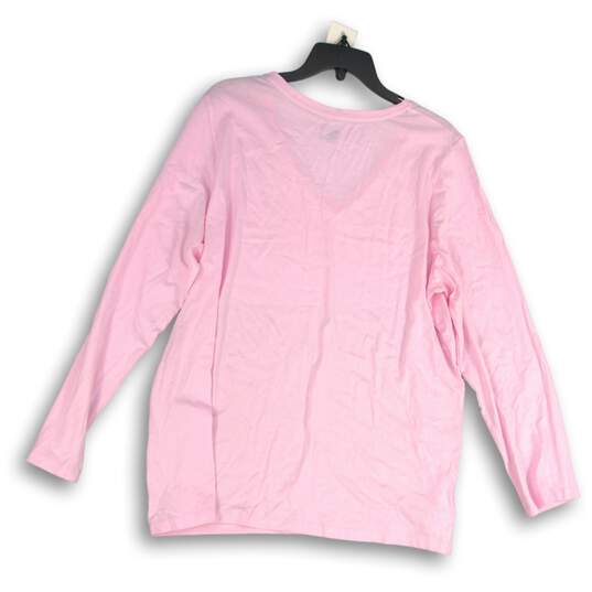 Hue Womens T-Shirt V-Neck Long Sleeve Stretch Pullover Pink Size 1X image number 2