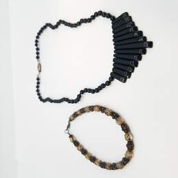 Sterling Silver Multi Bead Bracelet & Drape Necklace Bundle 2 Pcs 20.9g