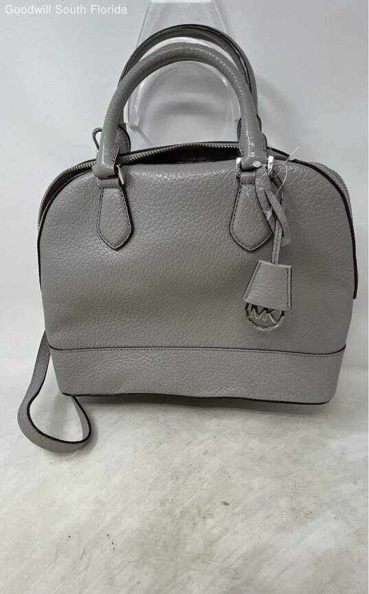 Michael Kors Womens Smythe Gray Leather Satchel Bag With Tags image number 1