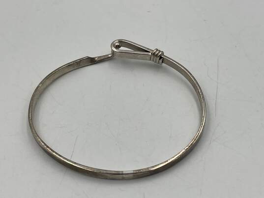 Buy the 925 Sterling Silver Womens Round Hook & Eye Bangle Bracelet 12.3g