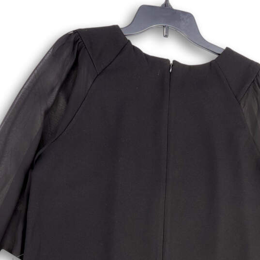 NWT Womens Black Round Neck Long Sleeve Back Zip Shift Dress Size Medium image number 4