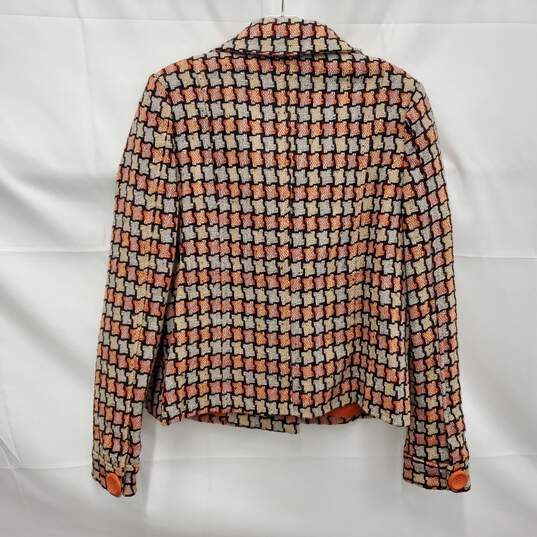 NWT Vertigo Paris WM's Orange & Beige Wool Blend Double Breast Jacket Size M image number 2