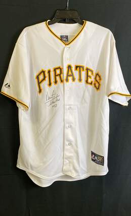 Majestic Men's Pittsburgh Pirates White Jersey Sz. L Signed by Kent Telkulve