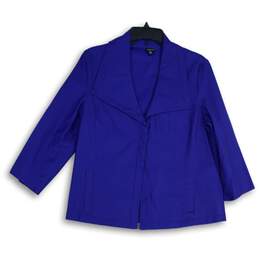 Rafaella Womens Blue Spread Collar 3/4 Sleeve Open Front Jacket Size Large