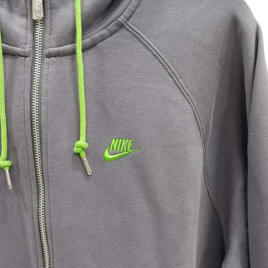 Men's Gray & Green Hoodie Nike Size XL image number 3