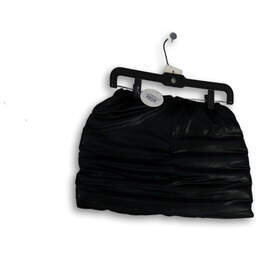 NWT Womens Black Bubble Flat Front Back Zip Puffer Mini Skirt Size Medium