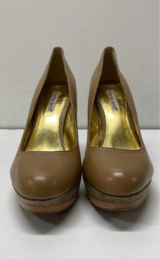 Charles David Tan Leather Platform Pump Heels Shoes Size 10 B image number 2