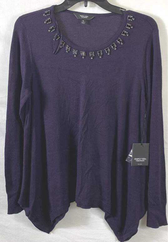 Simply Vera Women Purple Jeweled Sweatshirt PL image number 1