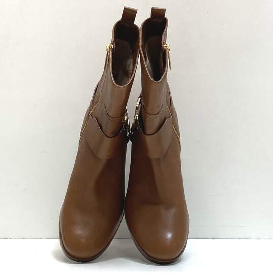 Michael Kors Leather Logo Fulton Harness Boots Tan Brown 8 image number 5