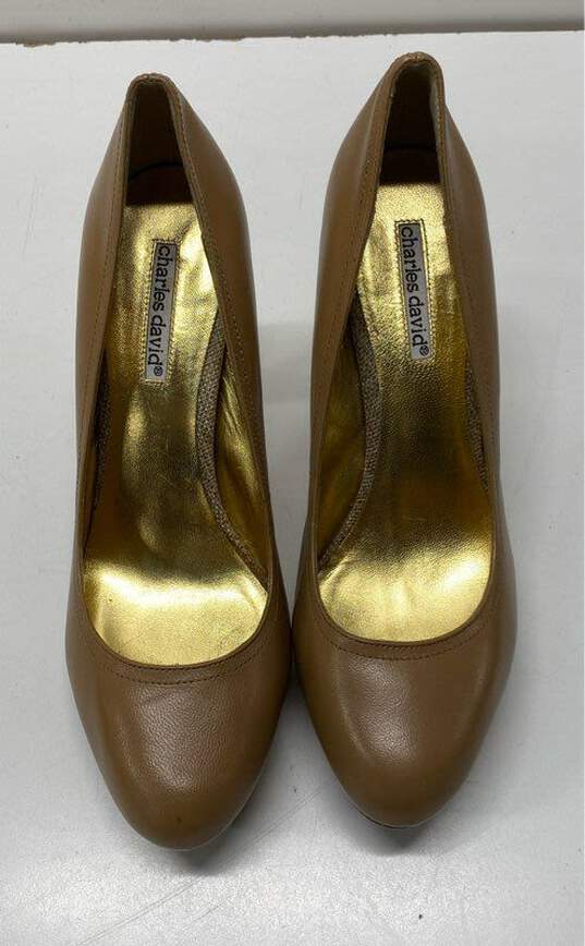 Charles David Tan Leather Platform Pump Heels Shoes Size 10 B image number 5