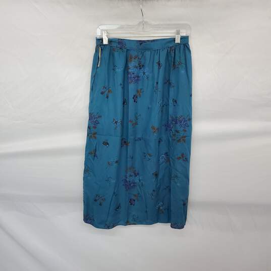 Ms. Paquette Vintage Teal Rayon Blend Floral Patterned Midi Skirt WM Size 12 image number 2