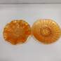 2 Vintage Orange Amber Carnival Glass Serving Plates image number 1