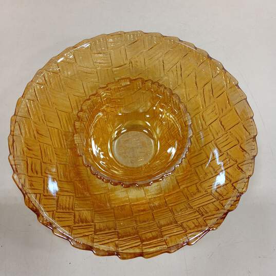 Bundle of 3 Assorted Orange Carnival Glass Pieces image number 4