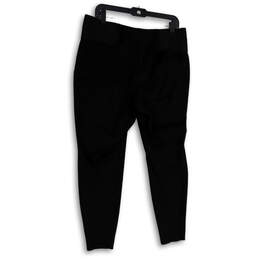 Womens Black Flat Front Elastic Waist Pull-On Ankle Pants Size 16
