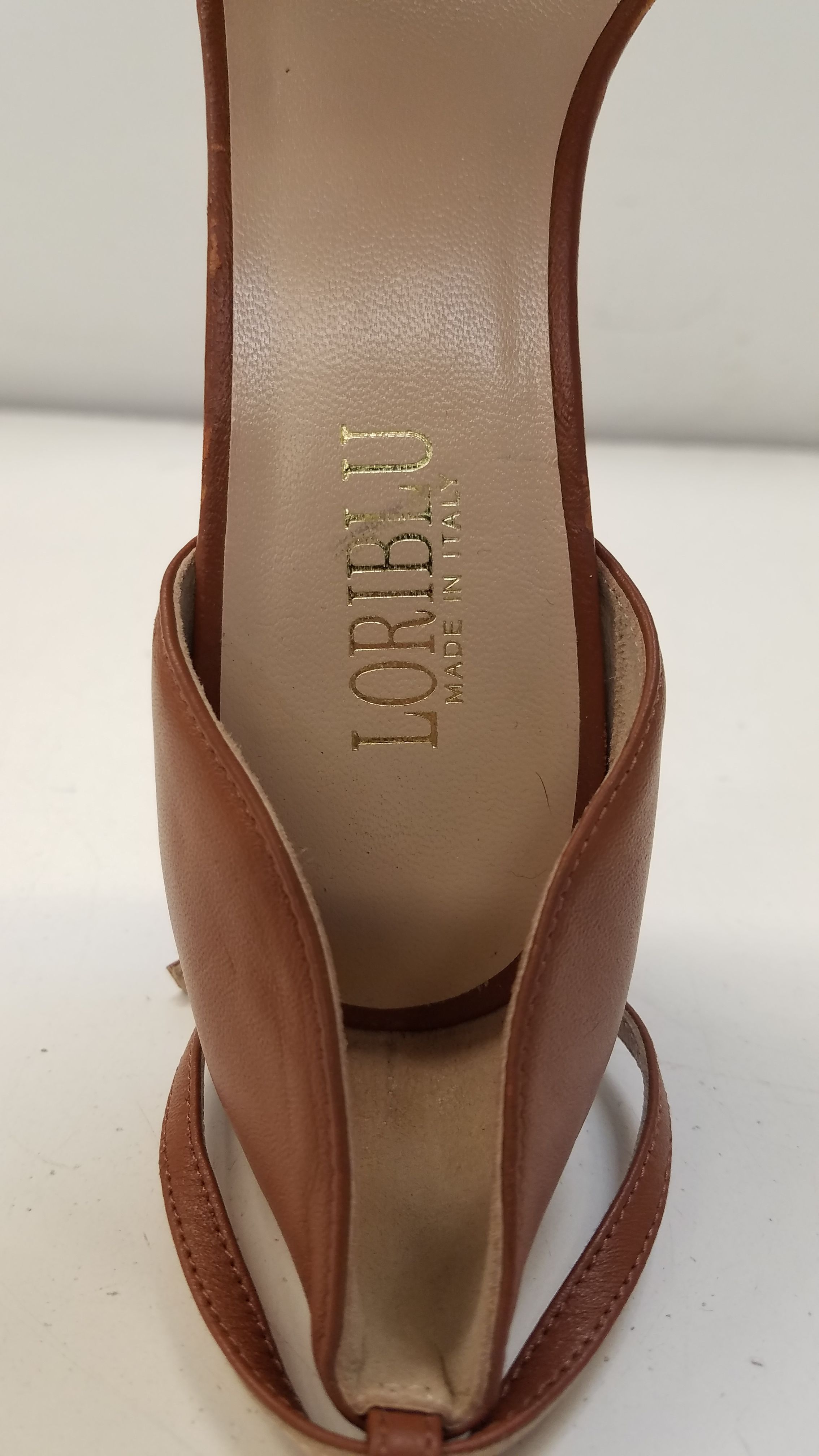 Buy the Loriblu Leather Heel Sandals Brown 6.5 | GoodwillFinds