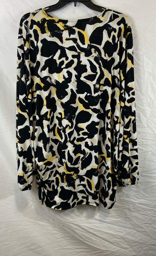 NWT JM Collection Womens Black Abstract Long Sleeve Zip Front Blouse Top Size 4X image number 2