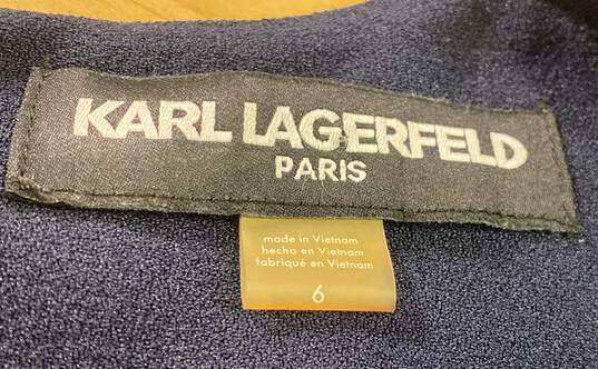 Karl Lagerfeld Womens Navy Blue Sleeveless Zip Knee Length Sheath Dress Size 6 image number 3
