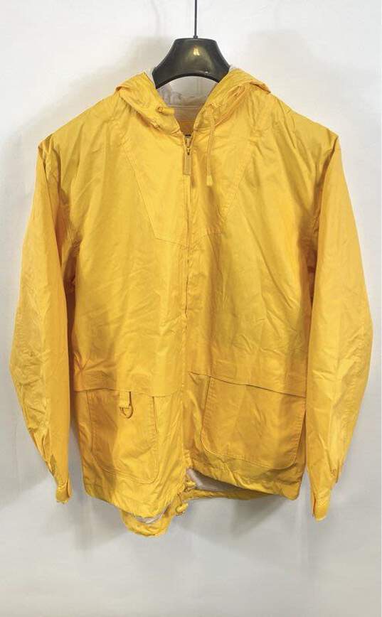 London Fog Mens Yellow Long Sleeve Pockets Hooded Full Zip Rain Coat Size Medium image number 1