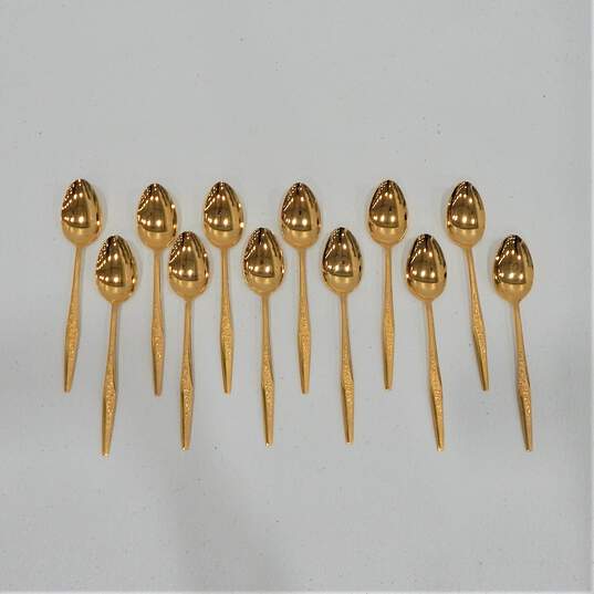 Vintage MCM Carlyle JH Golden Bouquet Gold Electroplate Stainless Flatware Set image number 5