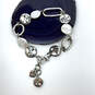 Designer Brighton Silver-Tone Pebble Mother Of Pearl Link Chain Bracelet image number 3