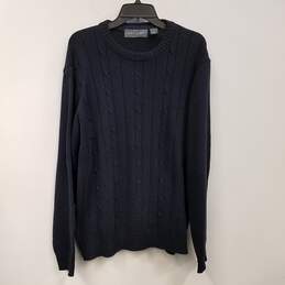 Mens Blue Cotton Knitted Long Sleeve Crew Neck Pullover Sweater Size XXL alternative image
