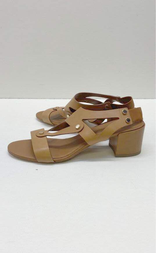 Tod's Leather T Strap Cut Out Slingback Sandals Tan 10 image number 2