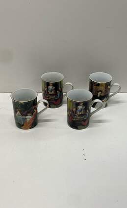 Victorian Era 4 inch Tall Porcelain Art Mugs Set of 4 1898 Coffee /Beverage Cups