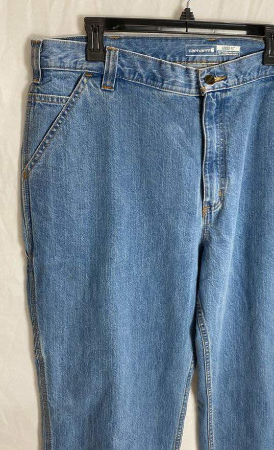 Carhartt Mens Blue Cotton Loose Fit Denim Utility Straight Leg Jeans Size 40X32 image number 3