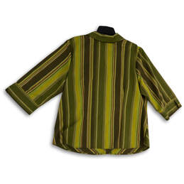 Womens Green Brown Chevron 3/4 Sleeve Point Collar Button-Up Shirt Sz 18/20 alternative image