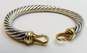 David Yurman 925 & 14K Gold Accented Chunky Twisted Cable Buckle Hook Clasp Oval Bangle Bracelet 43.8g image number 3