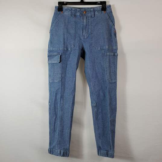 Buy the Duluth Trading Women Blue Cargo Jeans Sz 4