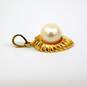 14K Yellow Gold Pearl & Diamond Accent Pendant 1.7g image number 3