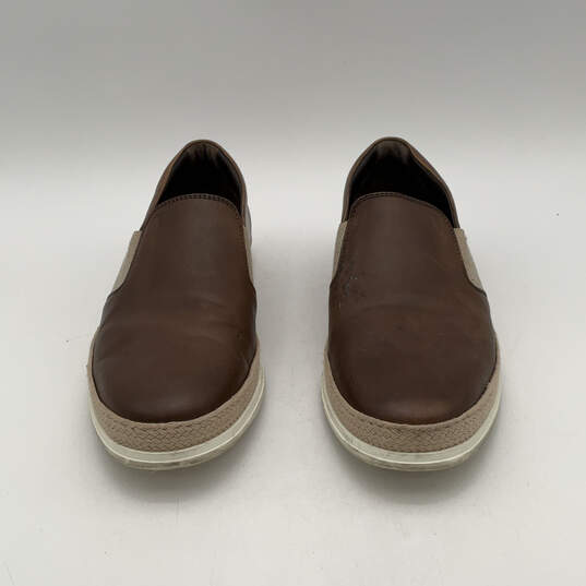 Mens Brown Leather Round Toe Espadrille Slip-On Loafer Shoes Size 7 image number 2