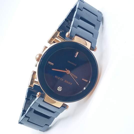 Anne Klein AK1018 Blue Ceramic And Rose Gold Tone W/Diamond Watch image number 5