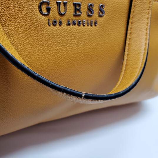 GUESS LOS ANGELES GOLDENROD LEATHER CROSSBODY SATCHEL 13x9x5in image number 6