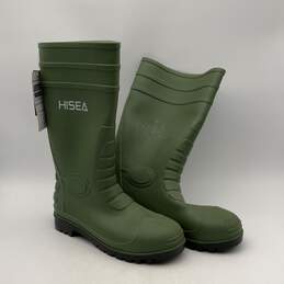 Hisea Mens Green Waterproof Round Toe Pull-On Mid-Calf Rain Boots Size 12 alternative image