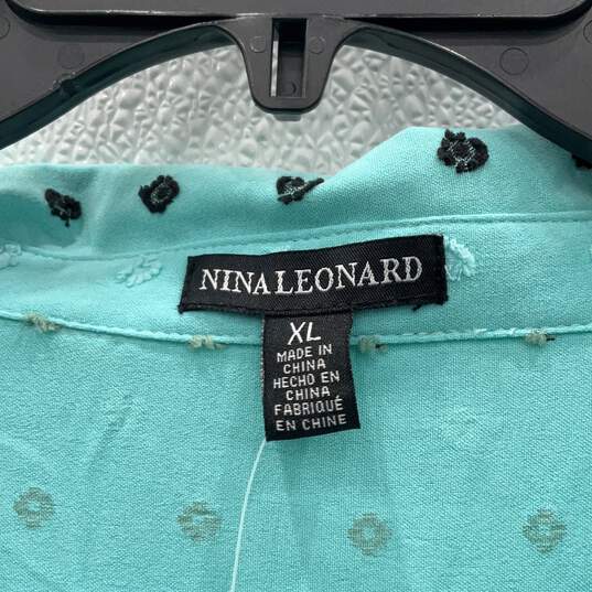 NWT Nina Leonard Womens Multicolor Short Sleeve Long Midi Shirt Dress Size XL image number 4