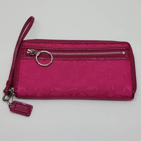 Coach Pink Leather Zip Around Wallet