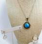 Artisan 925 Taxco Faux Turquoise Pendant Necklace Scrolled Earrings & Ring image number 1