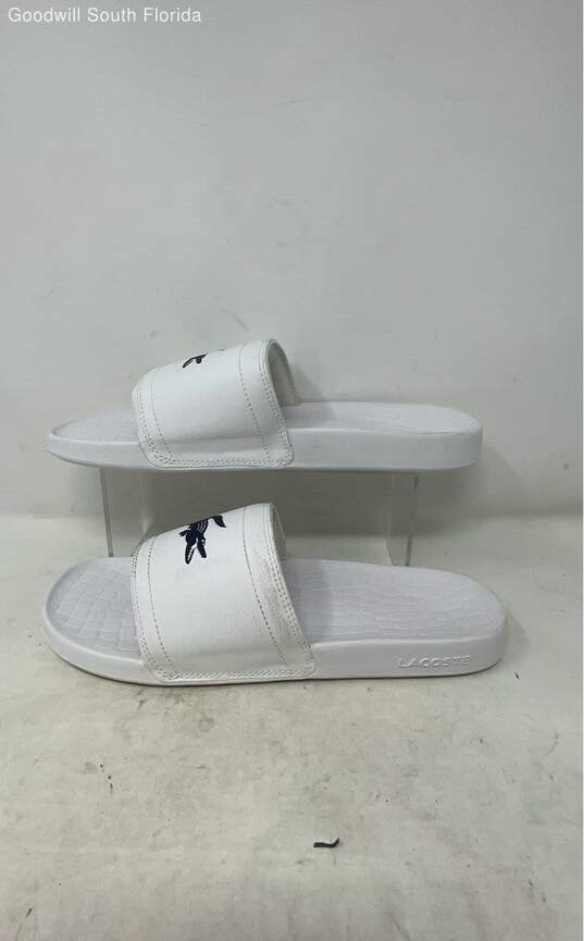 Lacoste Mens White Leather Open Toe Slip-On Slide Sandals Size 11 image number 1