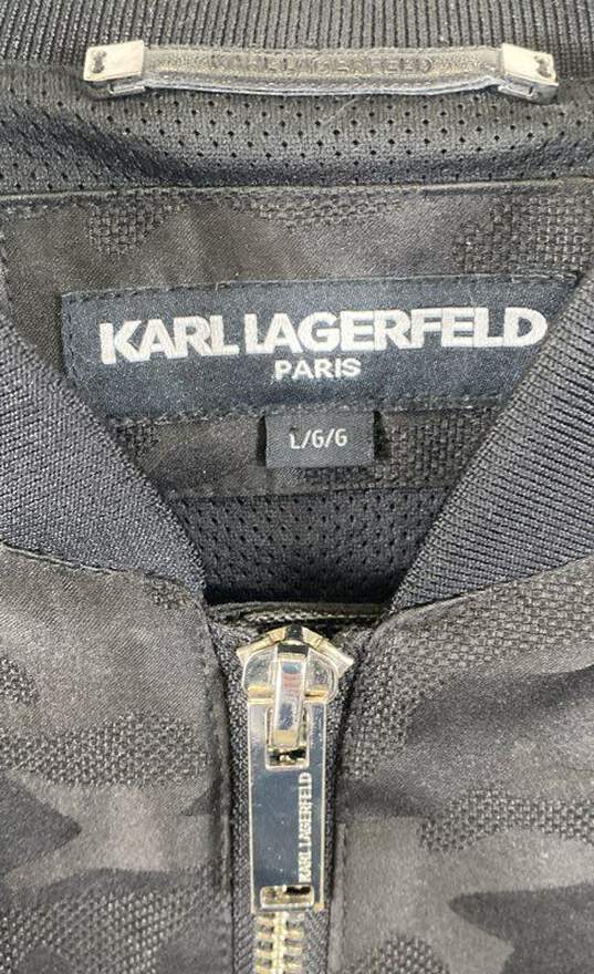 Karl Lagerfeld Mens Black Camouflage Long Sleeve Full Zip Bomber Jacket Size L image number 4