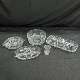 Set of 5 Vintage Arcoroc France Glass Dishes & Candle Holder
