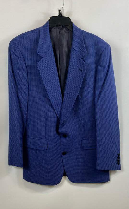 Amici Mens Blue Pockets Long Sleeve Notch Lapel Single Breasted Blazer Size M image number 1