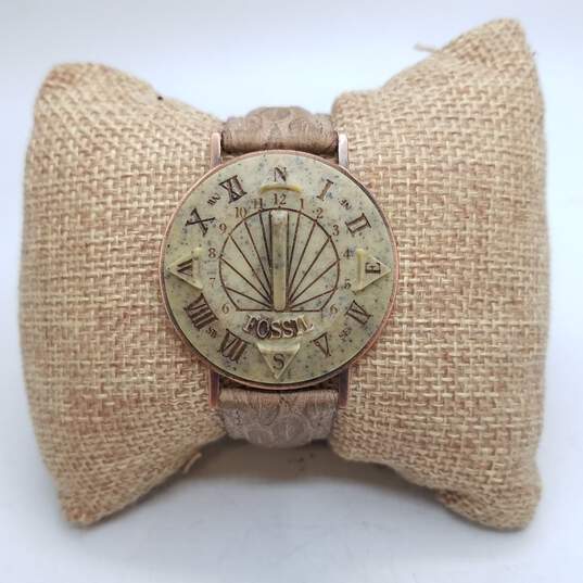 Fossil 35mm Sundial Vintage Novelty Roman Numeral Copper Watch image number 1