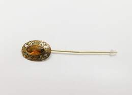 Antique Gold Filled Scrolled Glass Stone Stick Pin 3.0g